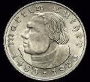 Third Reich Silver 2 Reichsmark Luther