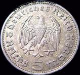 Third Reich 5 Reichsmark silver Hindenburg