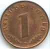 Nazi German Third Reich 1 Reichspfennig copper coin with swasika